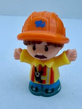 Fisher-Price Little People Construction Boy Orange Helmet Yellow Shirt Toy...